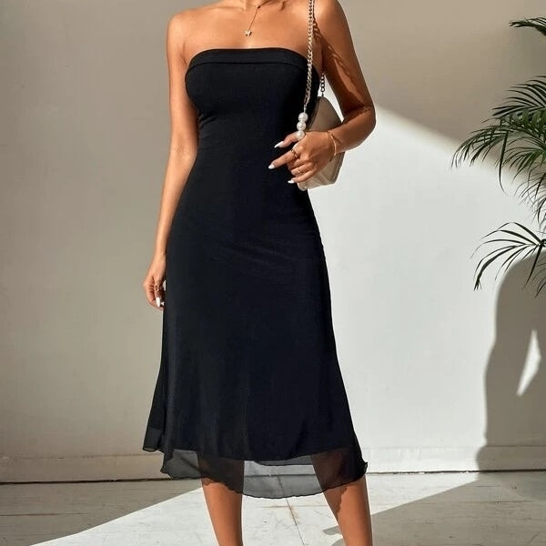 Solid Backless Tube Dress Image 1