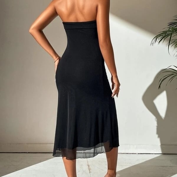 Solid Backless Tube Dress Image 2