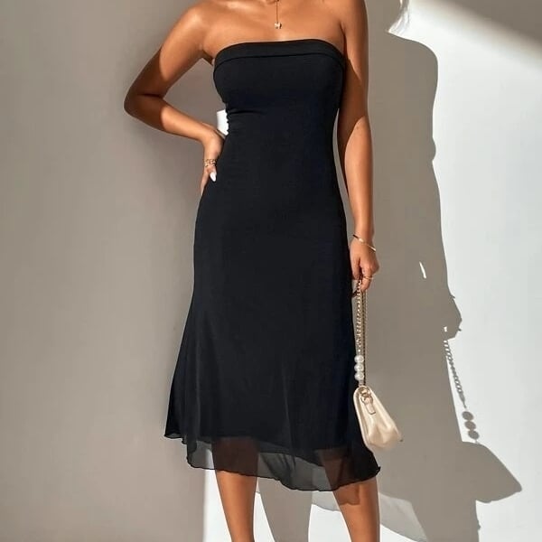 Solid Backless Tube Dress Image 3