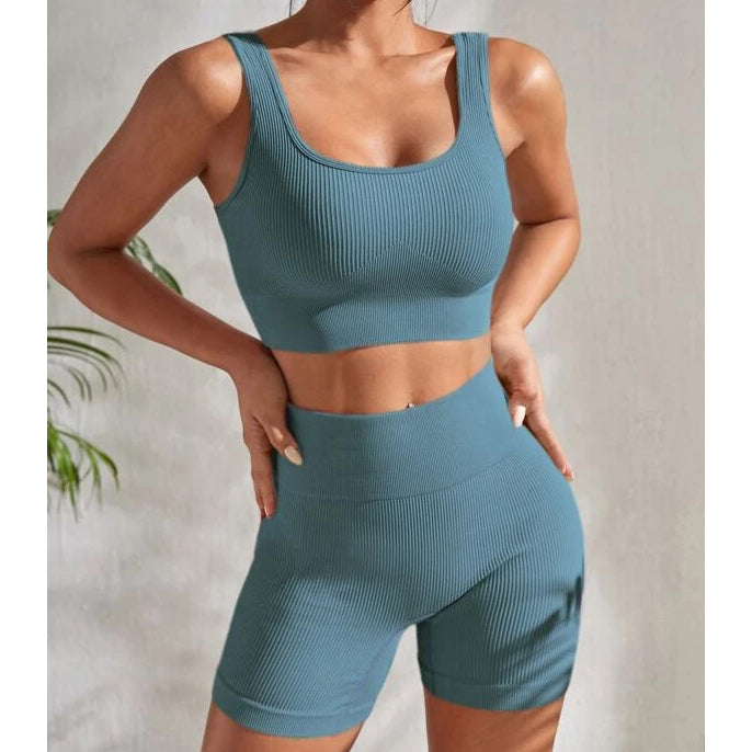 Ribbed Knit Wide Waistband Sports Set Image 1