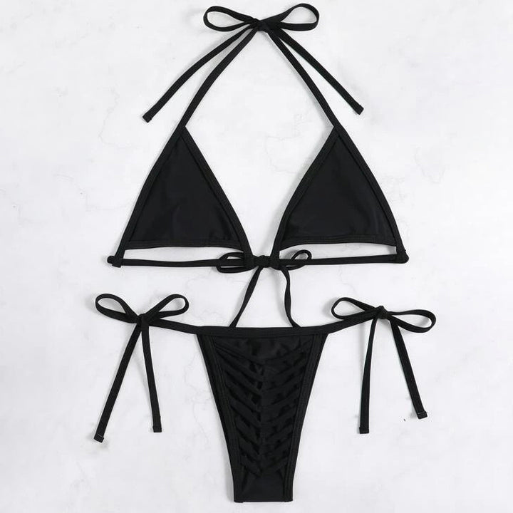 Cut-out Micro Triangle Thong Bikini Swimsuit Image 3