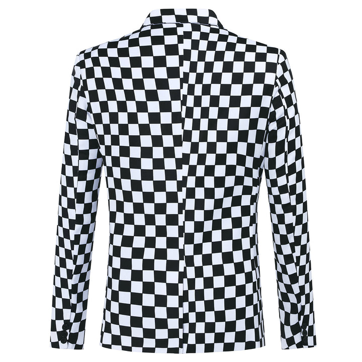 Men Business Casual Blazer Men Checkered Print Suit Jackets Slim Fit Single Button Blazers Fashion Spring Male Outerwear Image 4