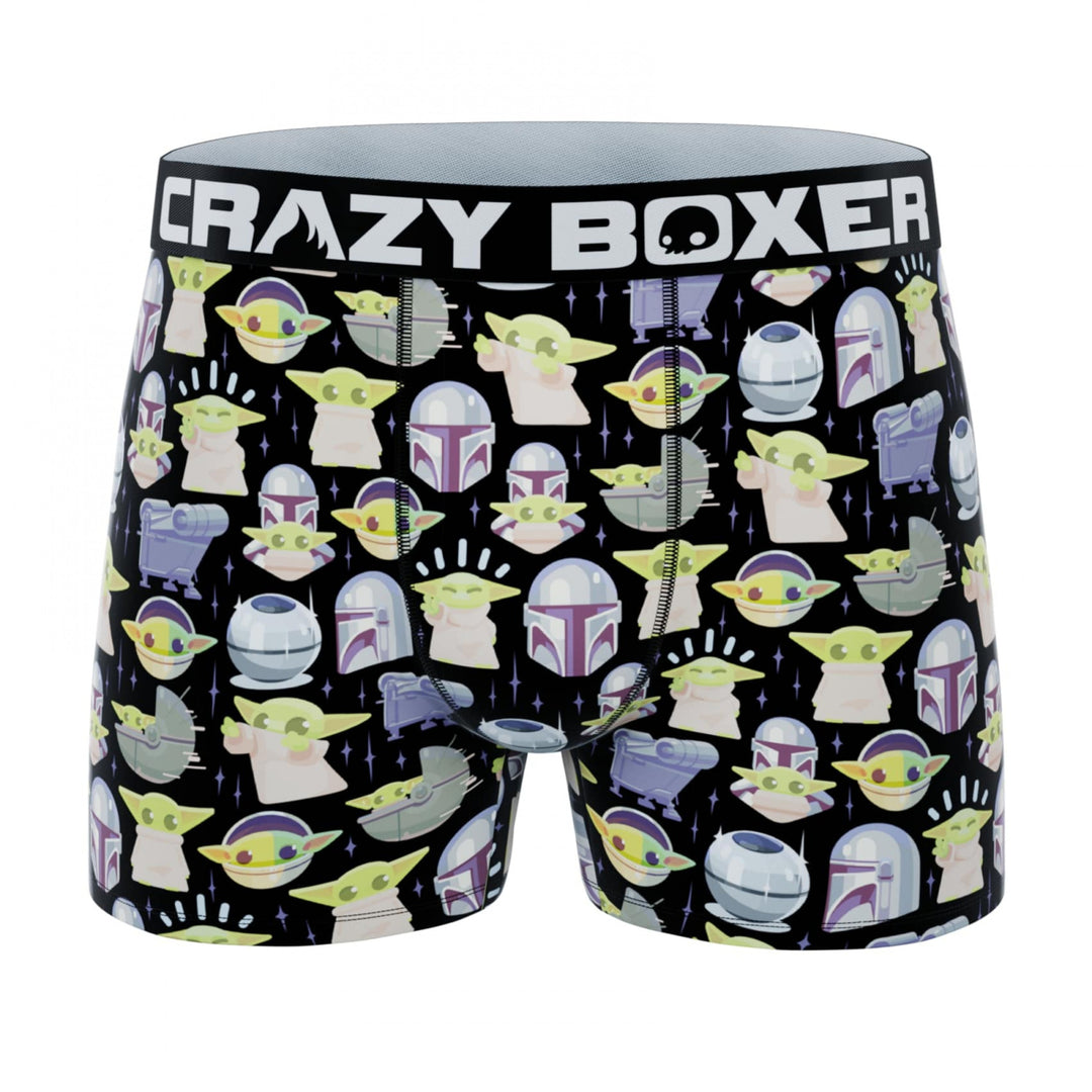 Crazy Boxer Star Wars Mando and Grogu Mens Boxer Briefs Image 1