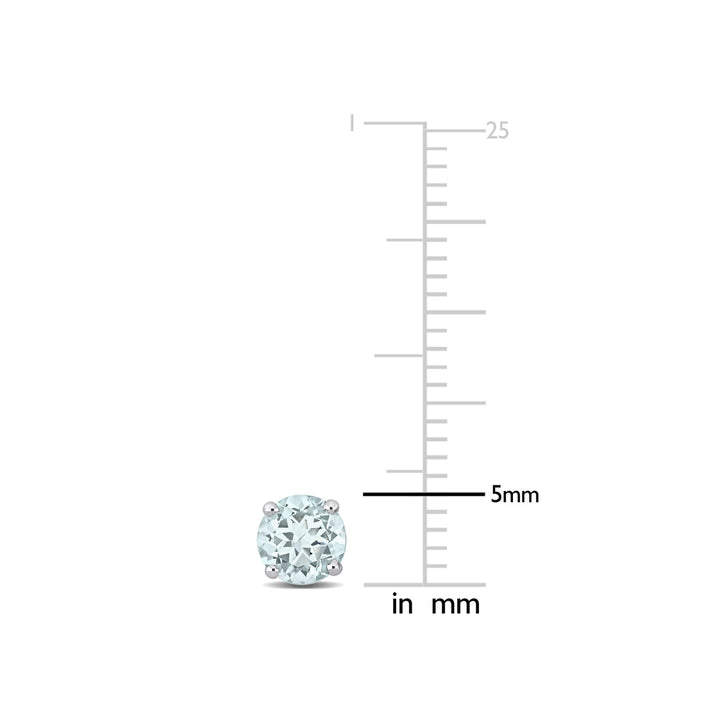 4/5 Carat (ctw) Aquamarine Solitaire Stud Earrings in 14K White Gold  (5mm) Image 3