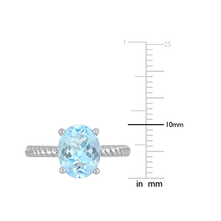 2.10 Carat (ctw) Light Aquamarine Solitaire Oval Ring in 14K White Gold Image 2