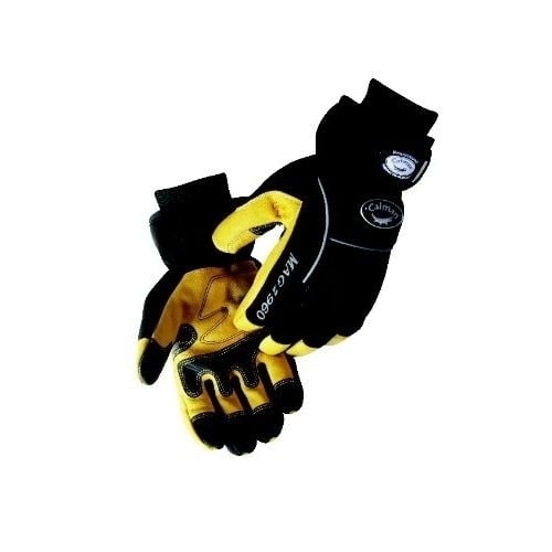 Caiman 2960 Waterproof Pig Grain Leather Gloves Gold Black Microfiber Insulation Image 2