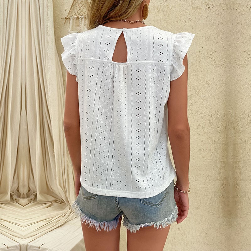 Summer Lace Short Sleeve White Shirt Women Image 2