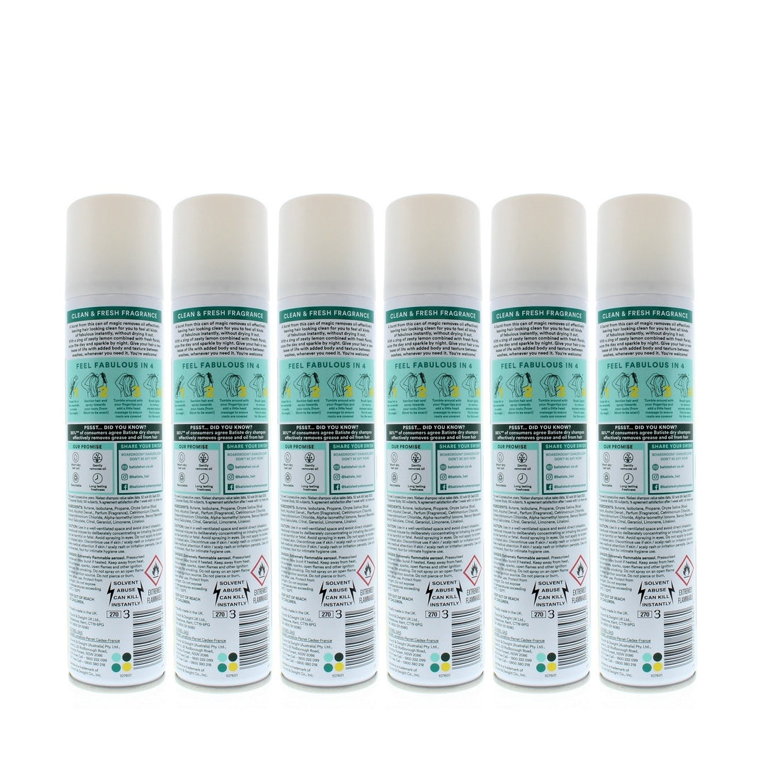 Batiste Instant Hair Refresh Dry Shampoo Original Classic Fresh 200ml/120g (6-Pack) Image 3