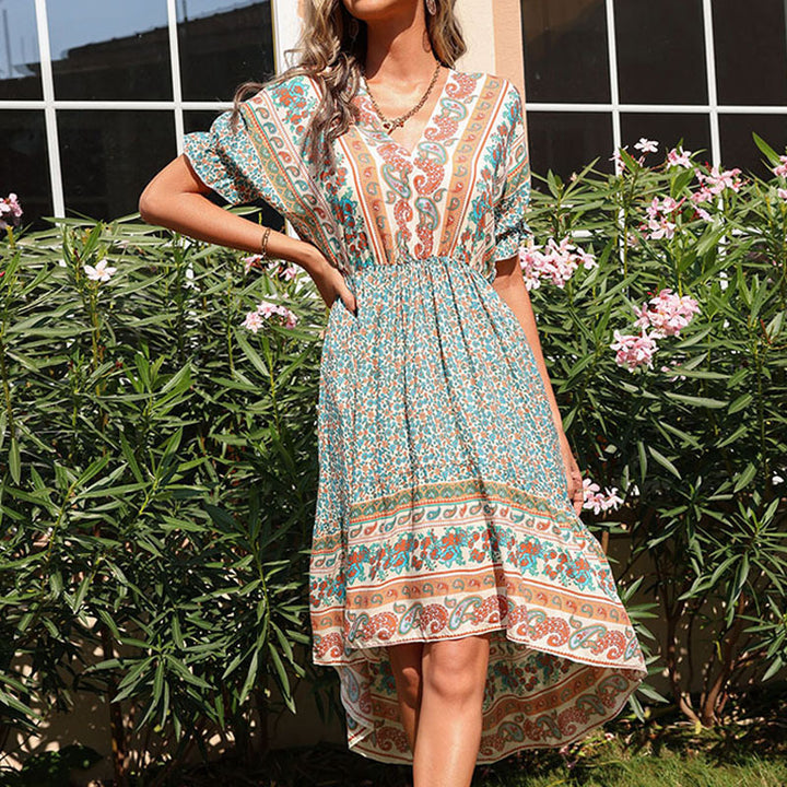 Slim Print Irregular Holiday Dress Image 1