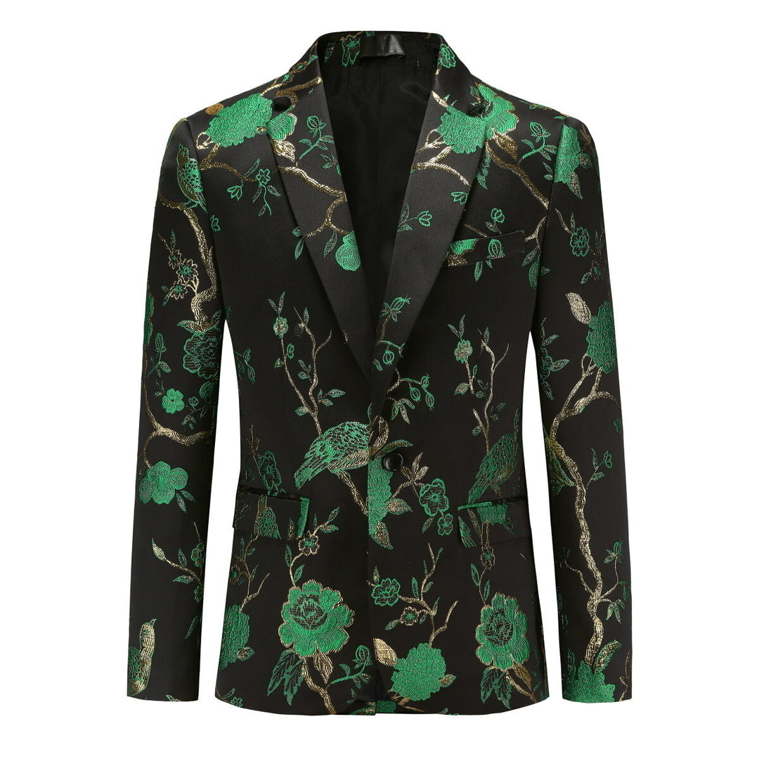 Men Blazers Luxury Embroidery Floral Men Wedding Dress Blazer Slim Fit Notched One Button Autumn Suit Jacket Image 1