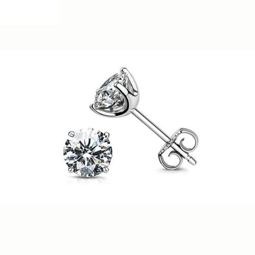 Round CZ Stud Earrings Plated Image 1