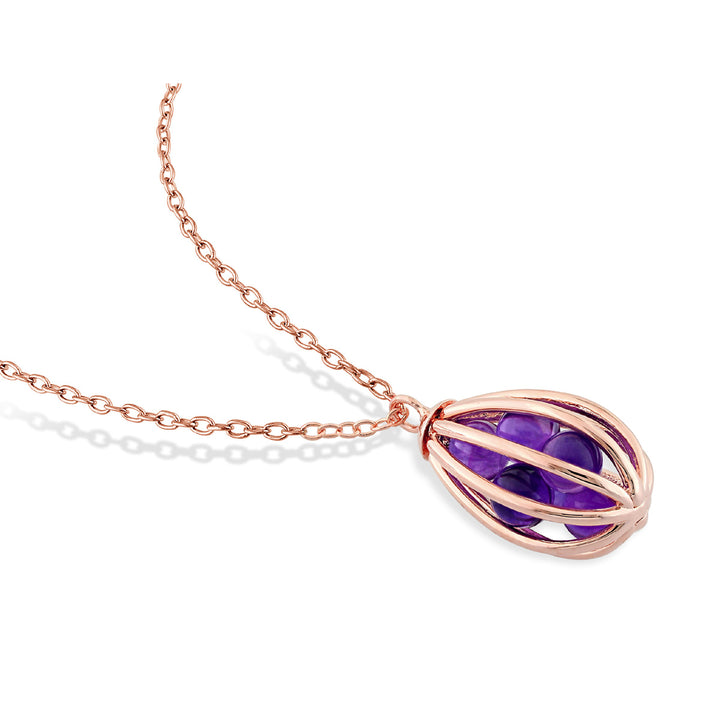 2.70 Carat (ctw) Amethyst Drop Pendant Necklace in Rose Plated Sterling Silver with Chain Image 3