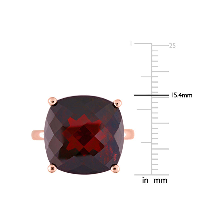 15.00 Carat (ctw) Garnet Cushion-Cut Solitaire Ring in 14K Rose Pink Gold Image 2