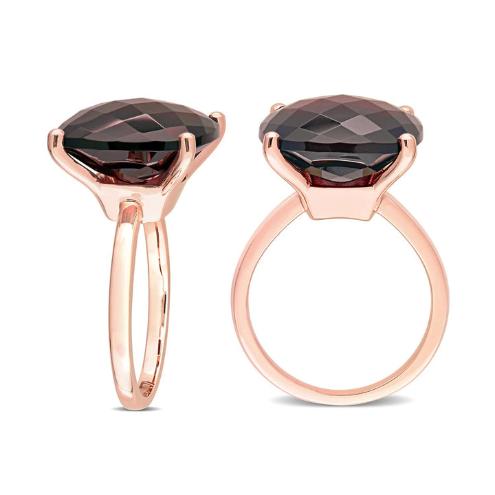 15.00 Carat (ctw) Garnet Cushion-Cut Solitaire Ring in 14K Rose Pink Gold Image 3