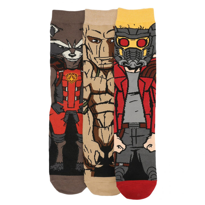 Guardians of The Galaxy 360 Character 3-Pair Pack of Crew Socks Image 1