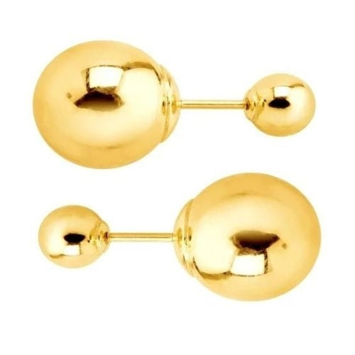 10K Yellow Gold Plated 10 Mm Yellow Pearl Round Stud Earrings Image 1