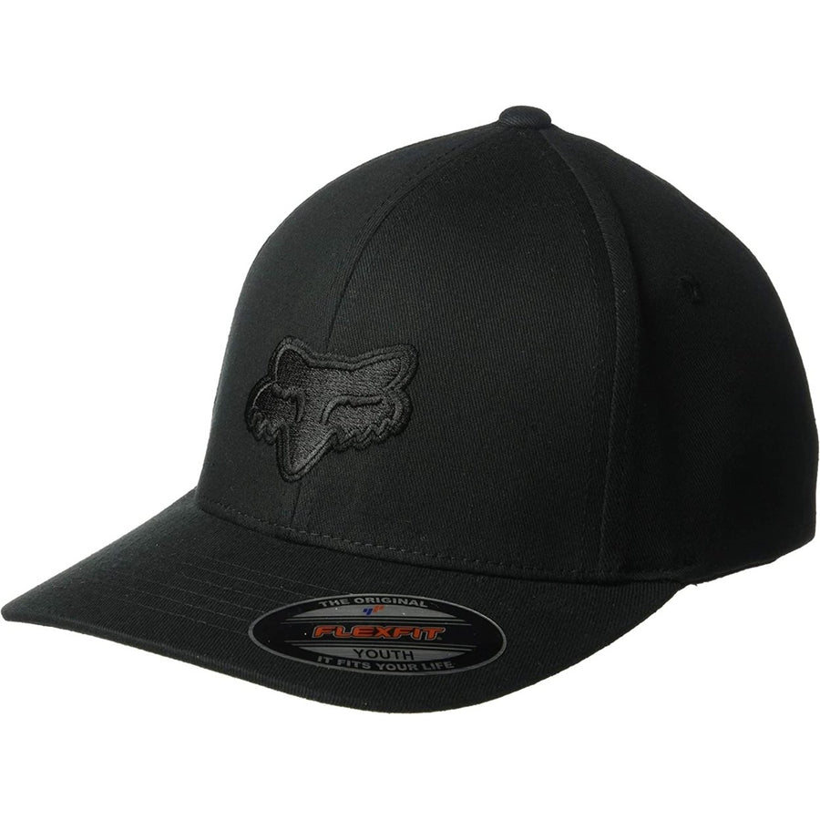 Fox Racing Flat Bill Baseball Cap Black Medium Boys Flex Fit Hat BLK/BLK Image 1