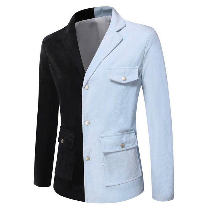 Men Blazer Jacket Fashion Patchwork Slim Fit Long Sleeve Blazers Notched Single Breasted Spring Autumn Suit Jackets Image 3
