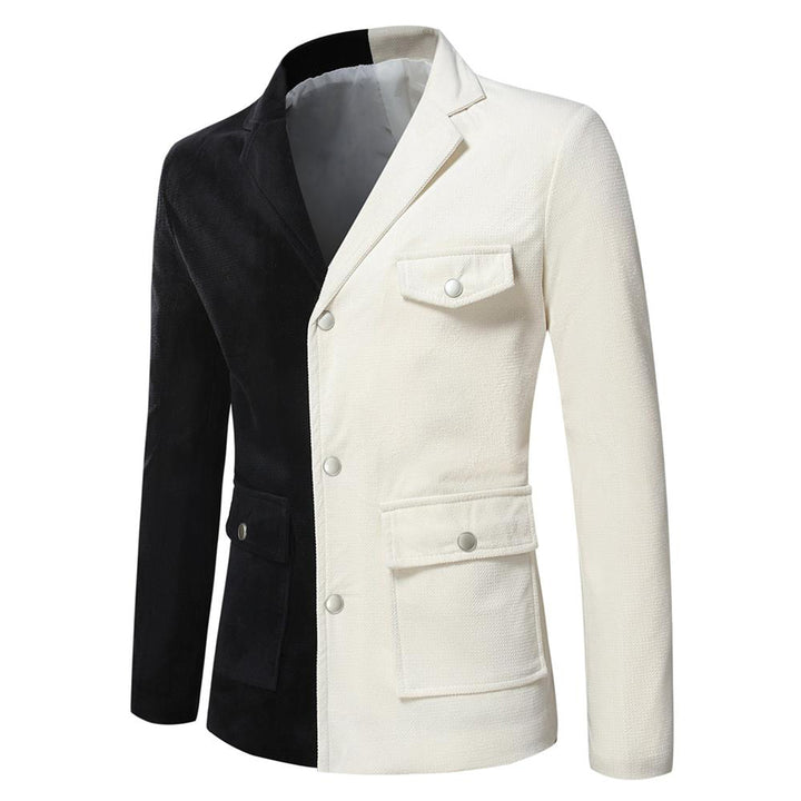 Men Blazer Jacket Fashion Patchwork Slim Fit Long Sleeve Blazers Notched Single Breasted Spring Autumn Suit Jackets Image 1