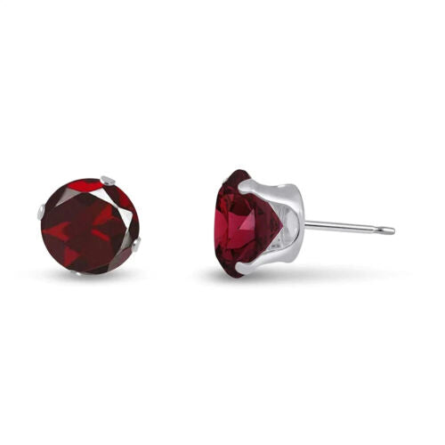 24k White Gold Plated 2 Cttw Created Garnet CZ Round Stud Earrings Image 1