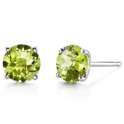 24k White Gold Plated 2 Cttw Created Peridot CZ Round Stud Earrings Image 1