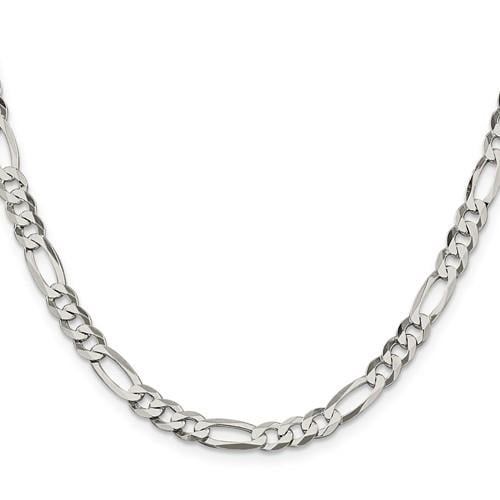 REAL Sterling Silver 5.5mm Lightweight Flat Figaro 18in Chain Image 1