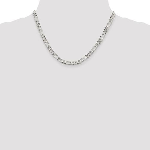 REAL Sterling Silver 5.5mm Lightweight Flat Figaro 18in Chain Image 2