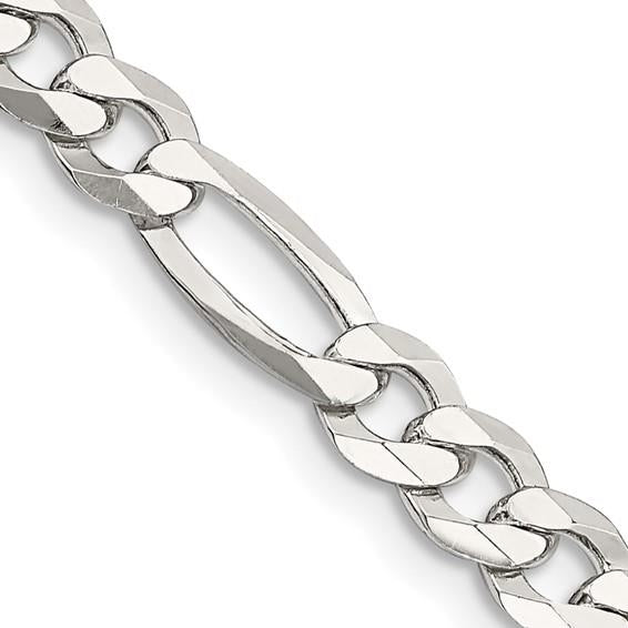 REAL Sterling Silver 5.5mm Lightweight Flat Figaro 18in Chain Image 3