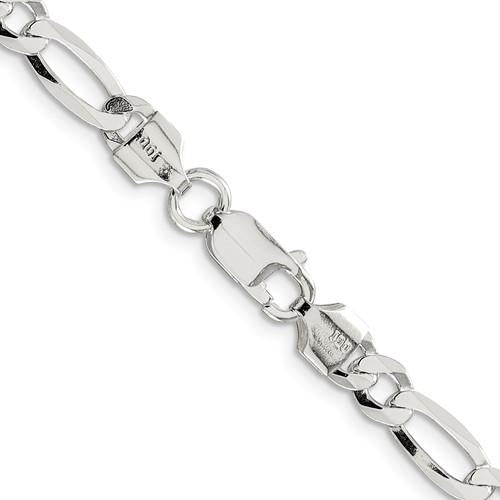 REAL Sterling Silver 5.5mm Lightweight Flat Figaro 18in Chain Image 4