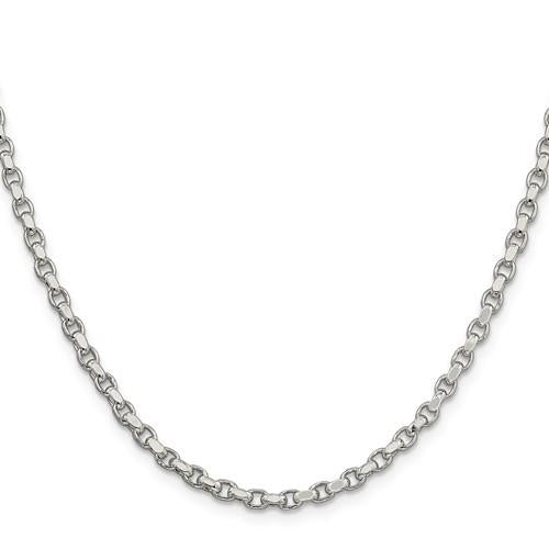 REAL Sterling Silver 3.5mm Diamond-cut Rolo 20in Chain Image 1