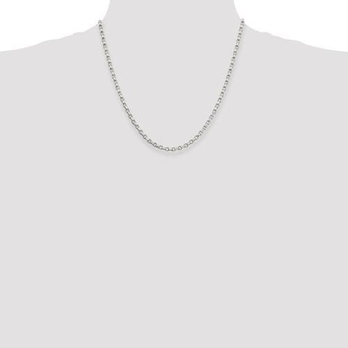 REAL Sterling Silver 3.5mm Diamond-cut Rolo 20in Chain Image 2