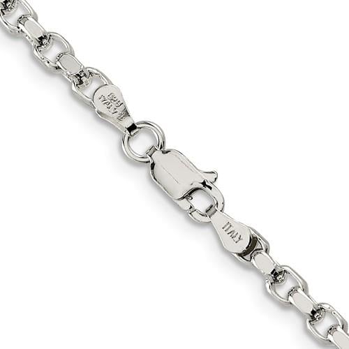 REAL Sterling Silver 3.5mm Diamond-cut Rolo 20in Chain Image 4