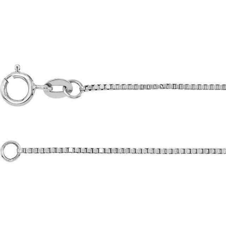 0.75 mm Box 16" Chain REAL Solid 14k White Gold Image 1