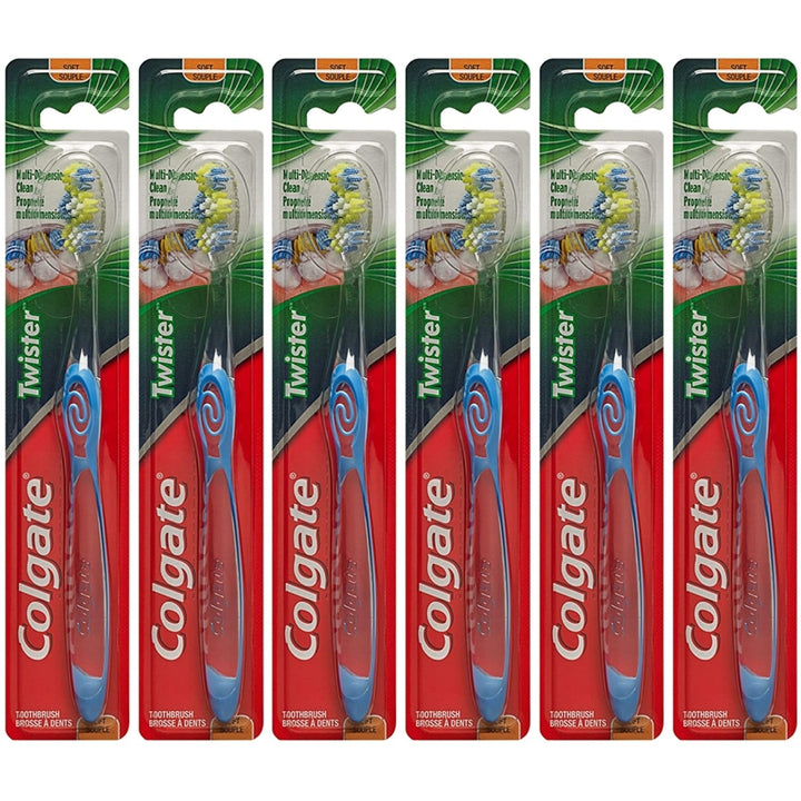 (6 Pack) Colgate Twister Soft Toothbrush with Tongue Cleaner Image 1