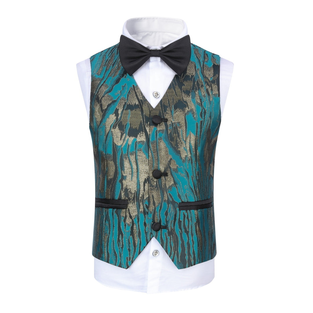3 Pieces Boys Suit Luxury Wedding Page Boy Suits Fashion Print Long Sleeve Single Button Shawl Collar Tuxedo Suit Image 4