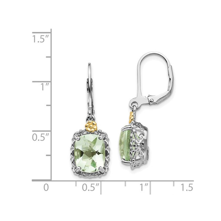 4.00 Carat (ctw) Cushion-Cut Green Quartz Dangle Earrings in Sterling Silver Image 4