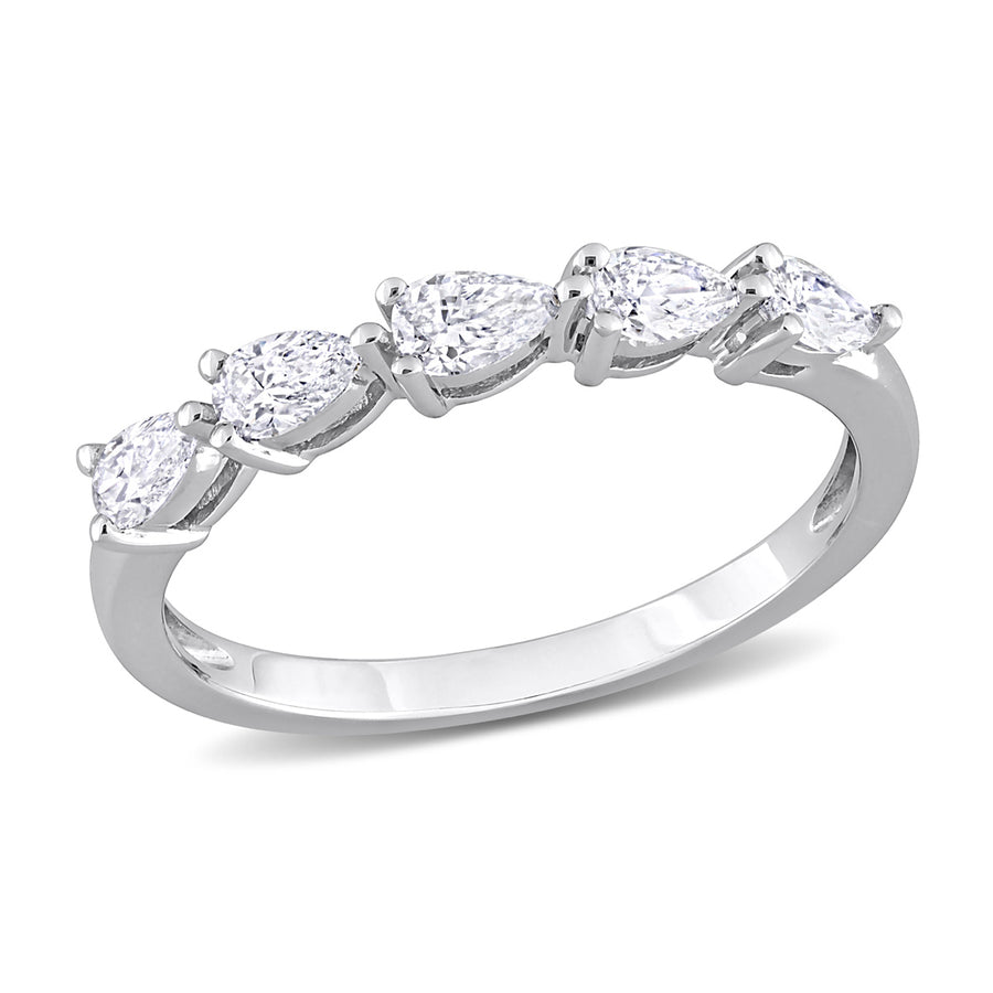 1/2 Carat (ctw G-H-I, I1-I2) Pear-Cut Diamond Semi-Eternity Wedding Band Ring in 14k White Gold Image 1