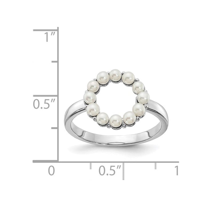 White Freshwater Cultured Pearl Circle Ring in Sterling Silver Image 2