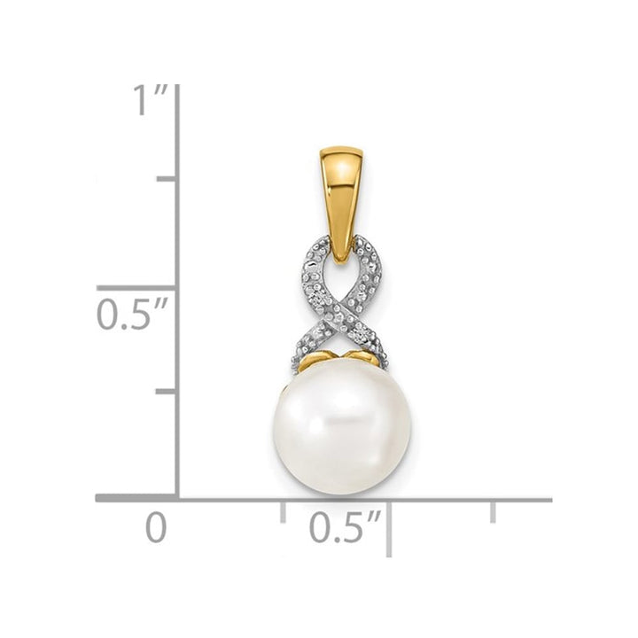 14K Yellow Gold Freshwater Cultured 7-8mm Pearl Infinity Pendant Necklace with Chain Image 2