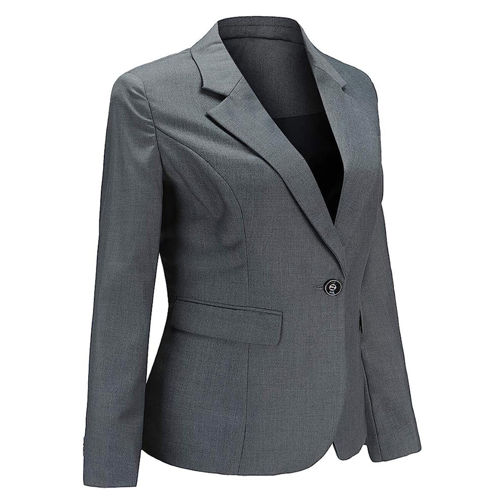 Women Blazer Jacket Slim Fit Single Button Female Suit Jackets Formal Solid Color Long Sleeve Ladies Outerwear Image 2