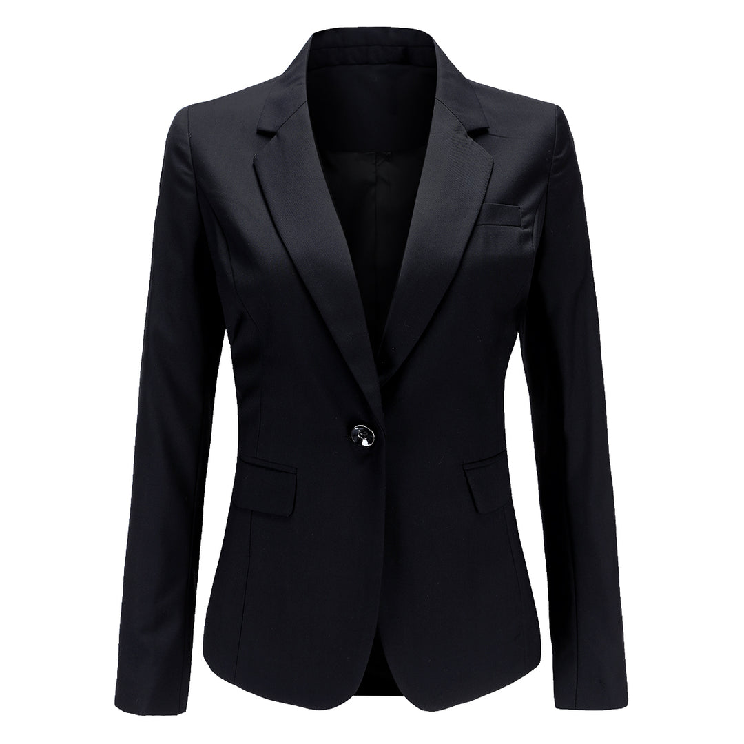 Women Blazer Jacket Slim Fit Single Button Female Suit Jackets Formal Solid Color Long Sleeve Ladies Outerwear Image 1