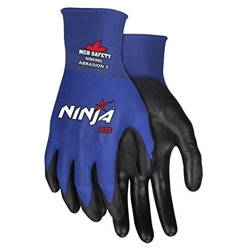 MCR Safety Unisex Ninja Lite Work Gloves Black/Blue - N9696 blk/bl Image 1