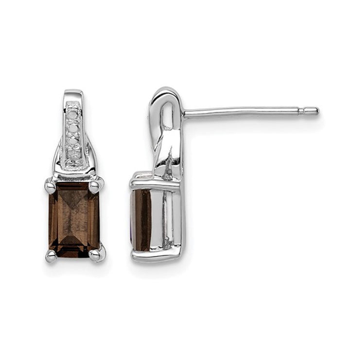 1.06 Carat (ctw) Smoky Quartz Earrings in Sterling Silver with Accent Diamonds Image 1
