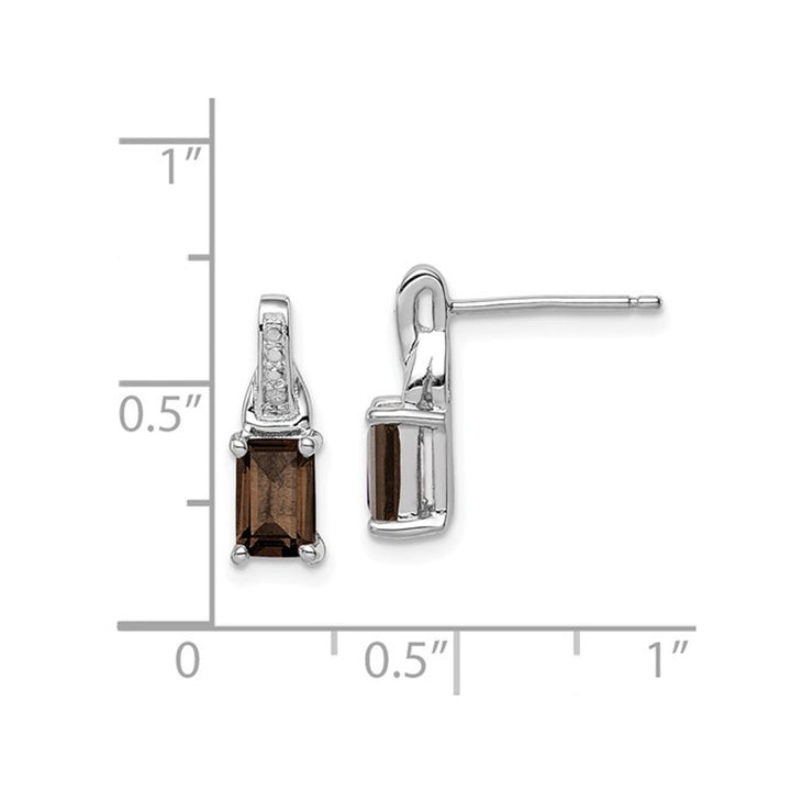 1.06 Carat (ctw) Smoky Quartz Earrings in Sterling Silver with Accent Diamonds Image 4