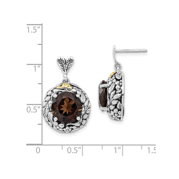 5.94 Carat (ctw) Smoky Quartz Dangle Earrings in Antiqued Sterling Silver Image 3