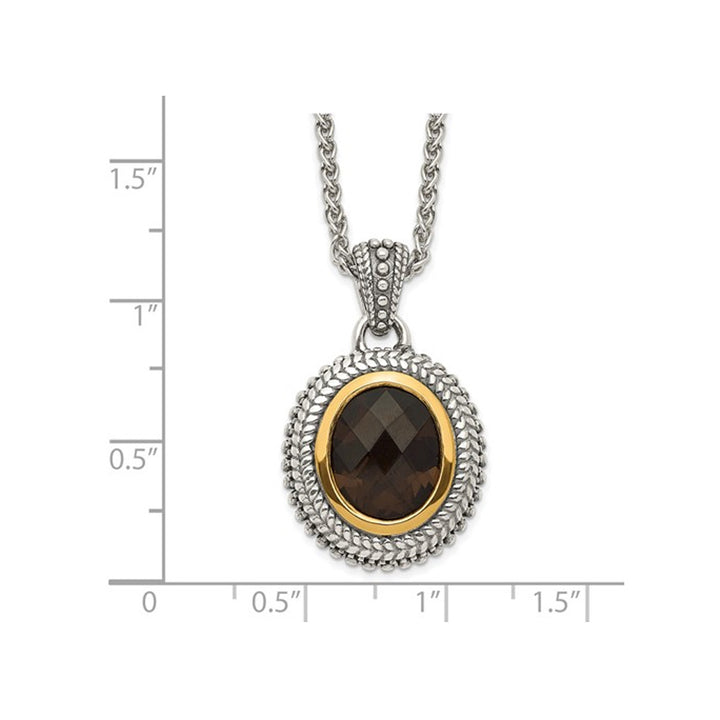 4.50 Carat (ctw) Smoky Quartz Pendant Necklace in Antiqued Sterling Silver with Chain Image 4