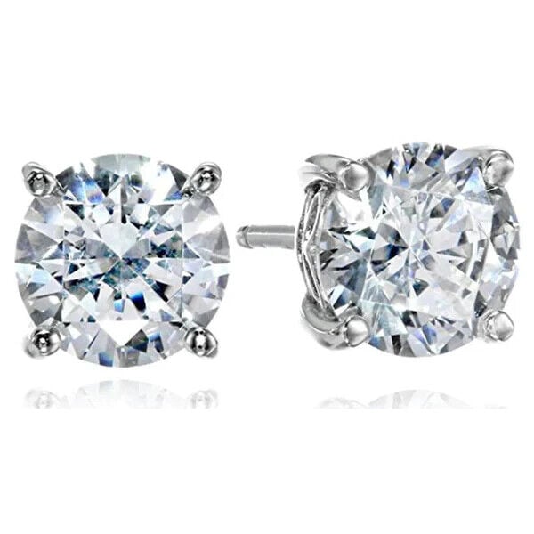 Platinum Plated 3 Cttw Round CZ Stud Earrings Image 1