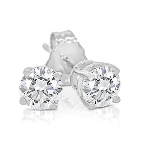 White Gold Plated Round Cubic Zirconia Stud Earrings Image 1