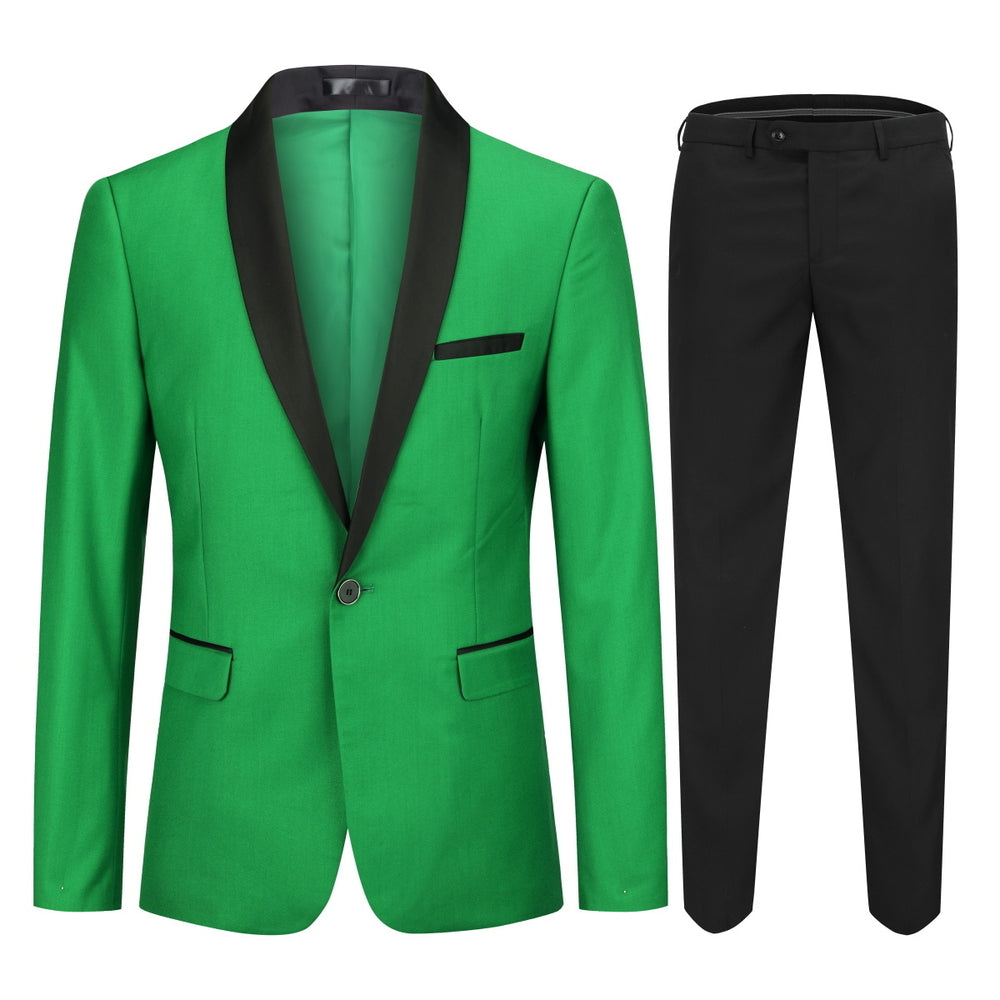 2 Pieces Men Slim Fit Suit Business One Button Men Suits Set Wedding Party Shawl Collar Blazer Jacket And Pants Image 2