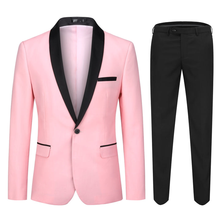 2 Pieces Men Slim Fit Suit Business One Button Men Suits Set Wedding Party Shawl Collar Blazer Jacket And Pants Image 3